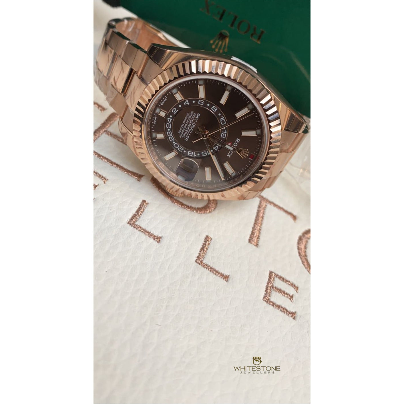 Rolex SkyDweller 18K Rose Gold Chocolate Dial - Whitestone Jewellers